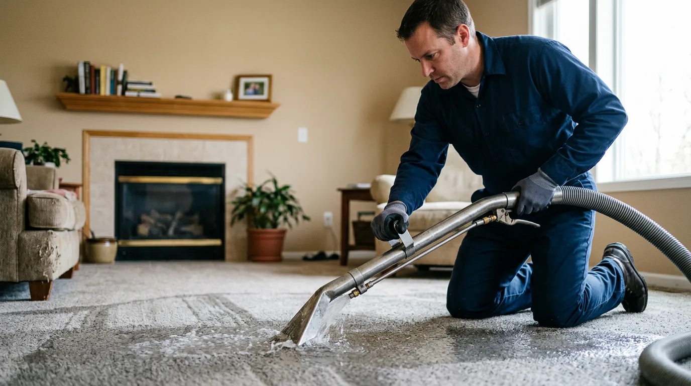 Water damage restoration technician working near Milford, TX